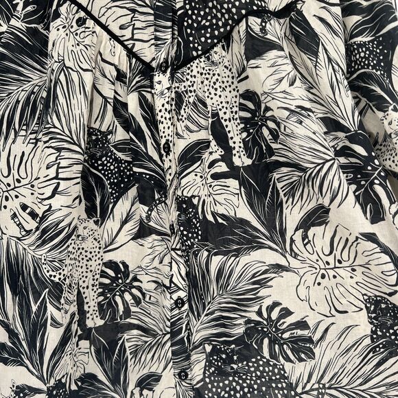 Johnny Was Workshop Top Womens S Jungle Cat Floral Peasant Boho Neutral Peasant - Picture 4 of 7